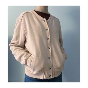 Madewell Pale Blush Pink Knit Bomber Sweatshirt Jacket Size